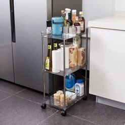 Ettori Rolling Cart Utility Cart Plastic 3 Tier Rolling Storage Cart For Bathroom Kitchen Organization, Living Room And Office- Laundry Cart With Wheels 14 Ettori Rolling Cart Utility Cart Plastic 3 Tier Rolling Storage Cart For Bathroom Kitchen Organization, Living Room And Office- Laundry Cart With Wheels -Safavieh Furniture 51WKQS1s21L