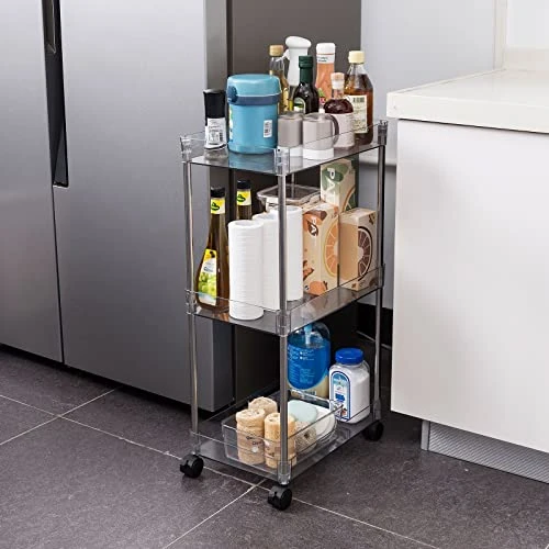 Ettori Rolling Cart Utility Cart Plastic 3 Tier Rolling Storage Cart For Bathroom Kitchen Organization, Living Room And Office- Laundry Cart With Wheels 3 Ettori Rolling Cart Utility Cart Plastic 3 Tier Rolling Storage Cart For Bathroom Kitchen Organization, Living Room And Office- Laundry Cart With Wheels - Image 3
