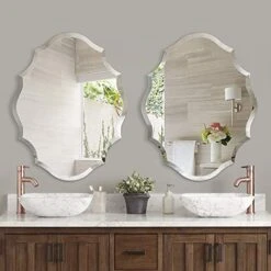 Emma Shaped Frameless Beveled Mirror With Solid Core Wood Backing (22X28)