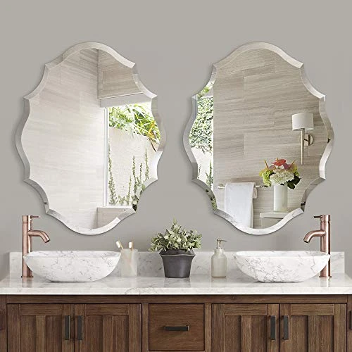 Emma Shaped Frameless Beveled Mirror With Solid Core Wood Backing (22X28) 1 Emma Shaped Frameless Beveled Mirror With Solid Core Wood Backing (22X28)