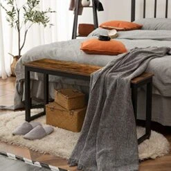 HOOBRO Dining Benches, Pair Of 2 Benches, Industrial Style Indoor Benches, Durable Metal Frame, For Kitchen, Dining Room, Living Room, Rustic Brown BF01CD01 -Safavieh Furniture 51WXuyZ9QbL