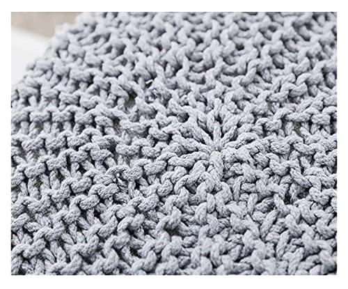 ALDEPO Shoe Cabinet Round Footstool Stool Small Footstool With Legs Upholstered Footstool With Removable Linen Cover - Handmade Wool Knitted Stool (Color : Red) 1 ALDEPO Shoe Cabinet Round Footstool Stool Small Footstool With Legs Upholstered Footstool With Removable Linen Cover - Handmade Wool Knitted Stool (Color : Red)