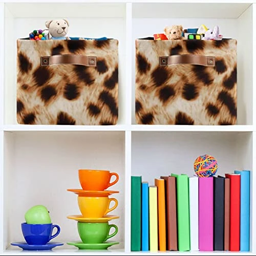 Beautiful Watercolor Leopard Spotted Rectangle Storage Organizer Canvas Collapsible Box Chest Organizer For Edroom Closet Kid's Toys Laundry 2 Pieces 6 Beautiful Watercolor Leopard Spotted Rectangle Storage Organizer Canvas Collapsible Box Chest Organizer For Edroom Closet Kid's Toys Laundry 2 Pieces - Image 6