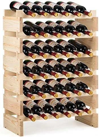 Giantex 36 Bottle Modular Wine Rack, 6 Tier Wine Display Shelves, Stackable Free Standing Wine Bottles Organizer For Bar, Cellar, Cabinet, Pantry, No Bolt Assembly, 25”LX11”WX33.5”H 5 Giantex 36 Bottle Modular Wine Rack, 6 Tier Wine Display Shelves, Stackable Free Standing Wine Bottles Organizer For Bar, Cellar, Cabinet, Pantry, No Bolt Assembly, 25”LX11”WX33.5”H - Image 5