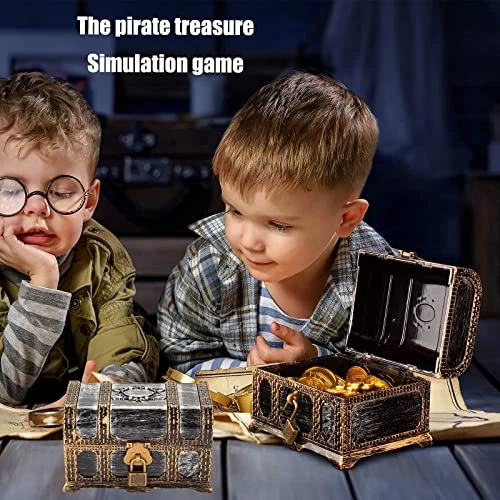 Pirate Treasure Chest For Kids Toy Treasure Box,Pirate-Themed Party Birthday Gifts,Treasure Chest For Kids Prizes Games.(Square A) 4 Pirate Treasure Chest For Kids Toy Treasure Box,Pirate-Themed Party Birthday Gifts,Treasure Chest For Kids Prizes Games.(Square A) - Image 4