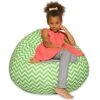 Posh Creations Large Bean Bag Soft Cozy Animal Chair For Bedrooms, Kids Lounger, Large-24 Inch, Chevron Green And White (sdfds)