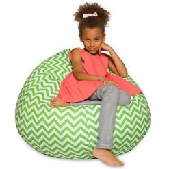 Posh Creations Large Bean Bag Soft Cozy Animal Chair For Bedrooms, Kids Lounger, Large-24 Inch, Chevron Green And White (sdfds)