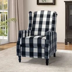 TINA'S HOME Set Of 2 Recliner Sofa Chair Fabric Upholstered For Living Room Leisure And Entertainment,Navy Checkerboard -Safavieh Furniture 51WyFaBFBdL. AC