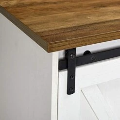 AMERLIFE Fireplace TV Stand Sliding Barn Door Wood Entertainment Center With A 23'' Electric Fireplace Insert, Modern Farmhouse Storage Cabinet Console For TVs Up To 65", Distressed White & Barnwood -Safavieh Furniture 51X2EqSQ9qL