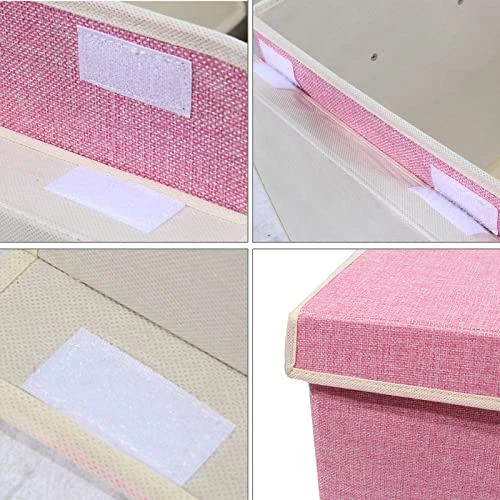 Popoly Large Toy Box Chest Storage With Flip-Top Lid, Collapsible Kids Storage Boxes Container Bins For Childrens Toys, Playroom Organizers, 25"x13" X16" (Linen Pink) 6 Popoly Large Toy Box Chest Storage With Flip-Top Lid, Collapsible Kids Storage Boxes Container Bins For Childrens Toys, Playroom Organizers, 25"x13" X16" (Linen Pink) - Image 6