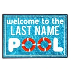 Victory Home Accessory: Custom Swimming Pool Doormat - Welcome To The Pool Door Mats - Custom Last Name Floor Mat 24x36 Inches