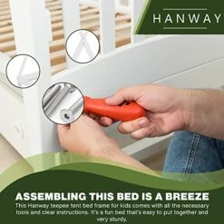 Hanway Twin Size Solid Pinewood Teepee Tent Bed Frame Sturdy And Stylish For Kids, Girls And Boys Perfect For Sleepover And Playtime Fun- Indoor/Loft Use - Grey -Safavieh Furniture 51XEiCAN4vL