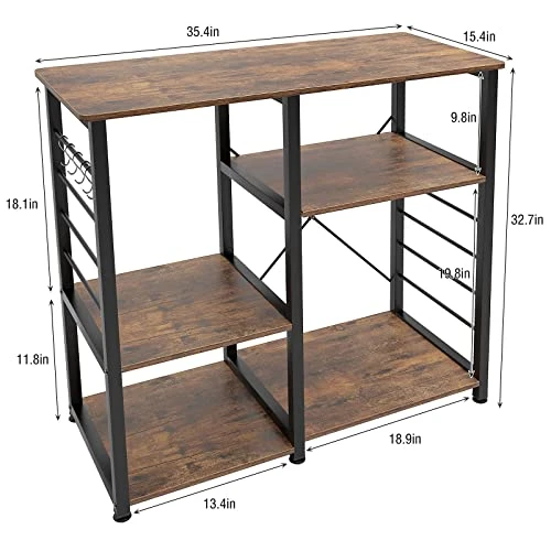 DlandHome Microwave Cart Stand 35.4 Inches, Kitchen Baker's Rack Utility Storage Shelf Microwave Stand 3-Tier X 3-Tier For Spice Rack Organizer Workstation Shelf, Vintage 2 DlandHome Microwave Cart Stand 35.4 Inches, Kitchen Baker's Rack Utility Storage Shelf Microwave Stand 3-Tier X 3-Tier For Spice Rack Organizer Workstation Shelf, Vintage - Image 2