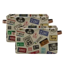Retro Car Number Plates Large Storage Basket Collapsible Storage Bin Organizer Cube Laundry Hamper For Clothes Bedroom Nursery Toys Shelf College Dorm