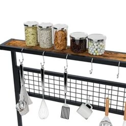 SogesHome Kitchen Baker's Rack, 3-Tier Utility Storage Shelf Microwave Oven Stand, Kitchen Organizer Rack With 5 Hooks For Utensils, Pots, Pans, Spices -Safavieh Furniture 51Xh0esfmkL