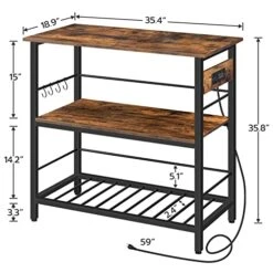HOOBRO Kitchen Island With Storage, Kitchen Island Table With Power Outlet, 3 Tier Coffee Station And Microwave Stand, For Home, Kitchen And Dining Room, Rustic Brown BF021ZD01 9 HOOBRO Kitchen Island With Storage, Kitchen Island Table With Power Outlet, 3 Tier Coffee Station And Microwave Stand, For Home, Kitchen And Dining Room, Rustic Brown BF021ZD01 -Safavieh Furniture 51Xl5XmwAdL
