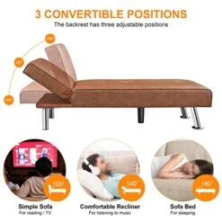 Yaheetech Faux Leather Sectional Sofa Couch Sectional Living Room Furniture Set Convertible Futon Sofa Beds With Chaise Lounge, Brown -Safavieh Furniture 51XoRkIGpxL