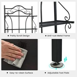 GOFLAME Kitchen Baker’s Rack, 5-Tier Freestanding Microwave Oven Stand With Wide Countertop, 4 Open Mesh Shelves, Multipurpose Metal Utility Storage Shelf For Kitchen, Dining Room, Living Room -Safavieh Furniture 51XtTRXomCL