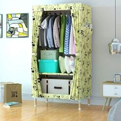 HMGGDD Single Simple Solid Wood Cloth Closet Assembly Solid Wood Closet Wardrobe Portable Furniture Room Cabinets