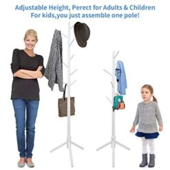 Clewiltess Wooden Tree 8 Hooks Coat Rack Stand, Hallway/Entryway Coat Hanger Stand For Clothes, Suits, Accessories,Super Easy Assembly (White) -Safavieh Furniture 51XxsVgz1dL