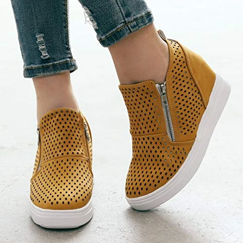 Gibobby Sneakers For Women Wide Width,Casual Slip On Lazy Shoes Breathable Hollow-Out Flat Loafers Wedge Shoes 3 Gibobby Sneakers For Women Wide Width,Casual Slip On Lazy Shoes Breathable Hollow-Out Flat Loafers Wedge Shoes - Image 3
