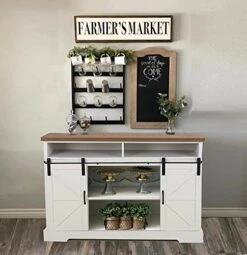 PHI VILLA Farmhouse Coffee Bar Cabinet - Sliding Barn Door Kitchen Sideboard Buffet Storage Cabinet… -Safavieh Furniture 51Y3DXLJI8S