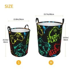 Gbuzozie Colorful Game Joysticks Silhouettes Round Laundry Hamper Storage Basket Toys Clothes Organizer Bin For Home Bathroom Bedroom Dorm Nursery, 38l -Safavieh Furniture 51Y4PVwllIL