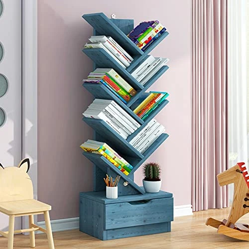 PAKMEZ Tree Shelf, Tree Shape Bookshelf, Bookshelf With Drawer, Room Divider Filing Rack Storage Rack, Space Saving,for Living Room Home Office Bookshelves In Office (Color : Blue, Size : 10 Floors) 1 PAKMEZ Tree Shelf, Tree Shape Bookshelf, Bookshelf With Drawer, Room Divider Filing Rack Storage Rack, Space Saving,for Living Room Home Office Bookshelves In Office (Color : Blue, Size : 10 Floors)