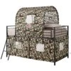 BOWERY HILL Camouflage Loft Bed With Tent Cover In Army Green
