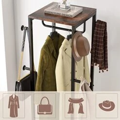 LITTLE TREE Freestanding Coat Rack With 4 Shelves And 8 Hooks For Entryway, Bedroom -Safavieh Furniture 51YEInIk9LL