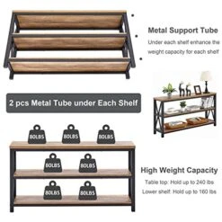 FATORRI Industrial Console Table For Entryway, Wood Sofa Table, Rustic Hallway Tables With 3-Tier Shelves For Living Room (55 Inch, Rustic Oak) -Safavieh Furniture 51YMN0FhRpL