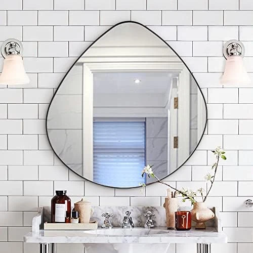 ANDY STAR Irregular Mirror Asymmetrical Mirror For Wall 24x36” Brushed Gold Bathroom Mirror, Modern Wall Mirror For Living Room Bathroom Vanity Framed Mirror Artistic Mirror 1” Deep Set Design 9 ANDY STAR Irregular Mirror Asymmetrical Mirror For Wall 24x36” Brushed Gold Bathroom Mirror, Modern Wall Mirror For Living Room Bathroom Vanity Framed Mirror Artistic Mirror 1” Deep Set Design - Image 9