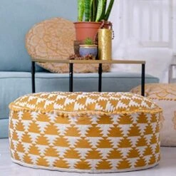 Mandala Life ART Blue Pouf Ottoman Cover -24x8 Inches - Moroccan Décor Pouffe Footstool For Kids Room Living Bedroom Bohemian Furniture -Safavieh Furniture 51YNVwr4hL. AC