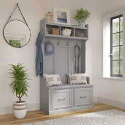 Bush Furniture Woodland Dining Room Set, 40W, Cape Cod Gray