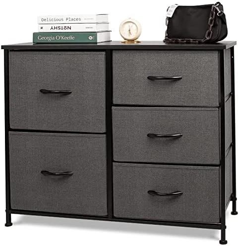 CONNOO 5 Fabric Drawer Dresser Storage Tower, Drawer Chest Storage Organizer Unit For Bedroom, Closet, Hallway, Entryway, Nursery, Sturdy Steel Frame, Wooden Top, Easy Pull Handle 7 CONNOO 5 Fabric Drawer Dresser Storage Tower, Drawer Chest Storage Organizer Unit For Bedroom, Closet, Hallway, Entryway, Nursery, Sturdy Steel Frame, Wooden Top, Easy Pull Handle - Image 7