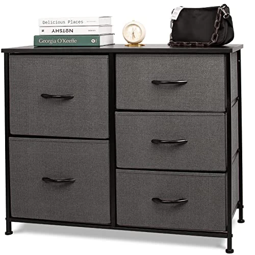 CONNOO 5 Fabric Drawer Dresser Storage Tower, Drawer Chest Storage Organizer Unit For Bedroom, Closet, Hallway, Entryway, Nursery, Sturdy Steel Frame, Wooden Top, Easy Pull Handle 1 CONNOO 5 Fabric Drawer Dresser Storage Tower, Drawer Chest Storage Organizer Unit For Bedroom, Closet, Hallway, Entryway, Nursery, Sturdy Steel Frame, Wooden Top, Easy Pull Handle
