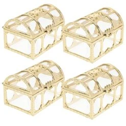 STOBOK 4Pcs Transparent Pirate Box Toys Plastic Treasure Chest Box Clear Candy Jewelry Display Gem Storage Organizer Container For Kids Party Favors Home Decor