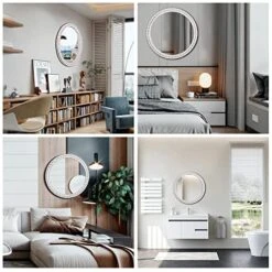 24'' Rustic Round Wall Mirror - Farmhouse Wooden Circle Mirror Decorative Mirrors For Bedroom, Living Room, Foyer, Hallway, Boho Accent Mirrors -Safavieh Furniture 51YiQZhWW5L