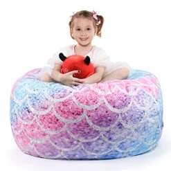 KABOER Bean Bag Cover For Kids,200L Stuffed Animal Storage Bean Bag Chair Cover |Stuffable Zipper Beanbag For Organizing Children Soft Plush Toys (32x29inch)