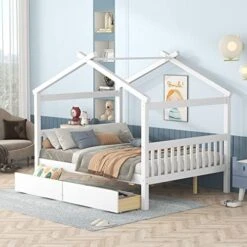 Full Size House Bed With 2 Storage Drawers Wooden Kids Montessori House Bed Frame Wood Playhouse Tent Bed For Girls Boys Teens, Natural 24 Full Size House Bed With 2 Storage Drawers Wooden Kids Montessori House Bed Frame Wood Playhouse Tent Bed For Girls Boys Teens, Natural -Safavieh Furniture 51YuiDCDzaL. AC