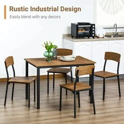 HOMCOM 5 Piece Modern Industrial Dining Table And Chairs Set For Small Space, Kitchen, Dining Room -Safavieh Furniture 51YvUhIZBWL