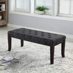 Roundhill Furniture Linon Fabric Tufted Bench, Gray -Safavieh Furniture 51Z4 D v24L. AC