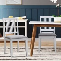 Duhome Wooden Dining Chairs Set Of 2, Farmhouse Kitchen Chairs With Backrest Dining Room Chairs Upholstered Seat Side Chairs For Living Room, White -Safavieh Furniture 51Z9A2e2iSL