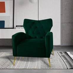 Sucrever Green Accent Chairs Set Of 2 With Armrests/Pillow, Upholstered Wingback Chair, Comfy Tufted Easy Stylish Velvet Accent Chair Set Of 2 For Bedroom Living Room Club And Fireplace -Safavieh Furniture 51ZA8MkEAbL. AC