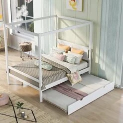 MOEO Twin Wood Bed Frame With Nightstand, Headboard And Footboard, For Kids, Bedroom Furniture, Home, No Spring Box Required & Easy Assembly, White 25 MOEO Twin Wood Bed Frame With Nightstand, Headboard And Footboard, For Kids, Bedroom Furniture, Home, No Spring Box Required & Easy Assembly, White -Safavieh Furniture 51ZBKXjT8nL. AC