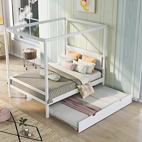 MOEO Twin Wood Bed Frame With Nightstand, Headboard And Footboard, For Kids, Bedroom Furniture, Home, No Spring Box Required & Easy Assembly, White 11 MOEO Twin Wood Bed Frame With Nightstand, Headboard And Footboard, For Kids, Bedroom Furniture, Home, No Spring Box Required & Easy Assembly, White - Image 11