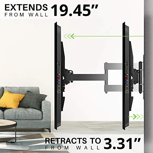USX MOUNT Full Motion TV Wall Mount For Most 26-55in TV, Pre-Assembled Wall TV Bracket With Swivel Tilt Extension Height Setting, TV Centering & Corner Design, Up To VESA 400x400mm, Load 80 Lbs 2 USX MOUNT Full Motion TV Wall Mount For Most 26-55in TV, Pre-Assembled Wall TV Bracket With Swivel Tilt Extension Height Setting, TV Centering & Corner Design, Up To VESA 400x400mm, Load 80 Lbs - Image 2