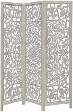 Oom Divider Wood Screen - Ghanti Bells Antique Brown - 4 Panel Folding 72 X 80 - Assembled Hand Carved Decorative Functional Versatile Portable Partition Reversible Privacy Boho - COTTON CRAFT 7 Oom Divider Wood Screen - Ghanti Bells Antique Brown - 4 Panel Folding 72 X 80 - Assembled Hand Carved Decorative Functional Versatile Portable Partition Reversible Privacy Boho - COTTON CRAFT - Image 7