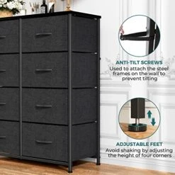 SMUG Dresser, Drawers Dresser For Bedroom Cabinet Organizers Wood Top Table Furniture With 8 Fabric Storage Drawers Chest Tower Unit, Chest Of Drawers For Closet, Living Room, Hallway, Porch -Safavieh Furniture 51ZNc9ARQpL