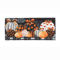 Evergreen Sassafras Elegant Patterned Pumpkins Interchangeable Entrance Doormat | Indoor And Outdoor | 22-inches X 10-inches | Non-Slip Backing | All-Season | Low Profile | Home Décor